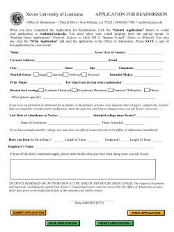 Readmit Application - Xavier University of Louisiana