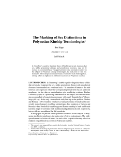 The Marking of Sex Distinctions in Polynesian Kinship Terminologies1