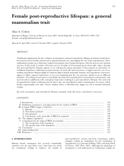 Female post-reproductive lifespan: a general mammalian trait