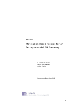 Motivation Based Policies for an Entrepreneurial EU Economy