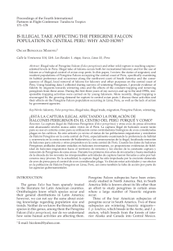 IS ILLEGAL TAKE AFFECTING THE PEREGRINE FALCON