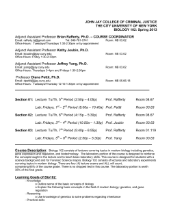 BIO 102 all sections - John Jay College of Criminal Justice