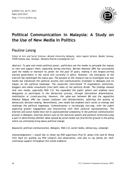 Political Communication in Malaysia: A Study on the Use of New