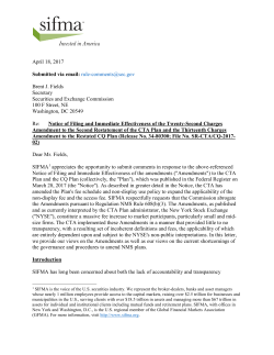 SIFMA Submits Comments to the SEC on the CTA Plan and the CQ