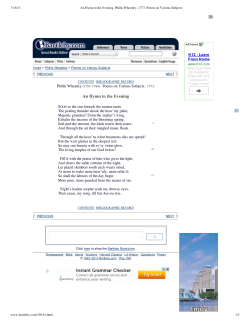 An Hymn to the Evening