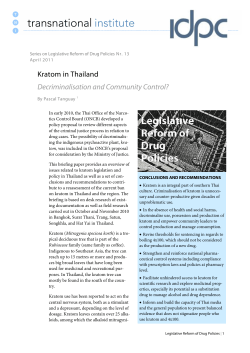 Kratom in Thailand Decriminalisation and Community Control?