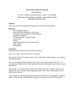 Role of Salt In Meat Processing Contributed by&hellip; Dr. M.W. Schilling