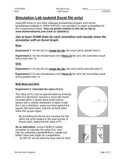 Simulation Lab (submit Excel file only)
