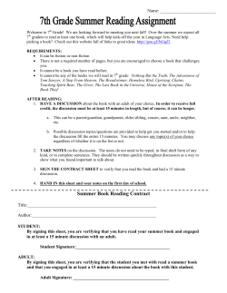 Summer Book Reading Contract