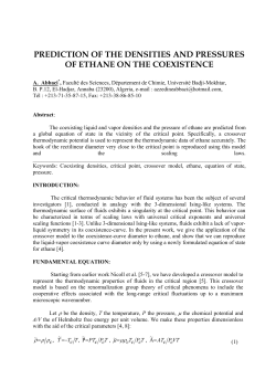 prediction of the densities and pressures of ethane on the