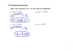 9.5 Exponential Equations Solve each equation for x to the nearest