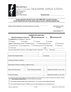 Early College TRANSFER Application