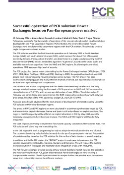 Successful operation of PCR solution: Power Exchanges