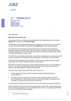 2009 Share Purchase Plan offer_ORD Letter