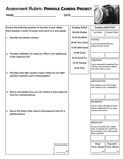 Assessment Rubric: PINHOLE CAMERA PROJECT