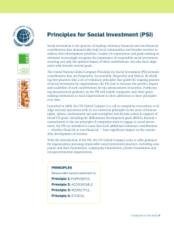 Principles for Social Investment (PSI)