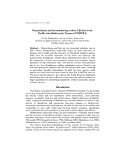 Herpetofauna and bat monitoring at three Fiji sites in the Pacific