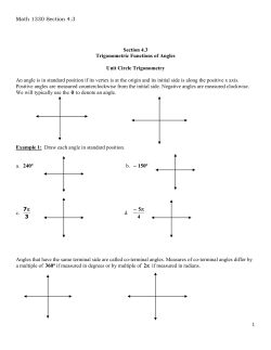 Math 1330 Section 4.3 1 Section 4.3 Trigonometric Functions of