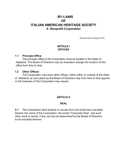BY-LAWS OF ITALIAN AMERICAN HERITAGE SOCIETY