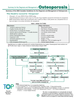 Summary For The Diagnosis And Management Of Osteoporosis