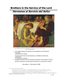 A Theology of the Diaconate: &ldquo;Dear Brothers in