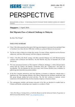 Singapore | 5 April 2016 Hui Migrants Pose a Cultural Challenge to