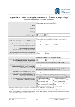 Appendix to the written application Master of Science &bdquo;Psychology&ldquo;