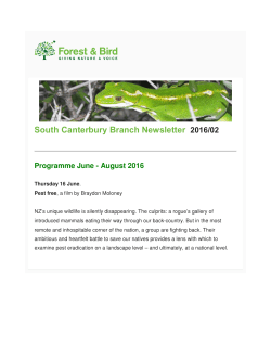 Newsletter - June to August 2016
