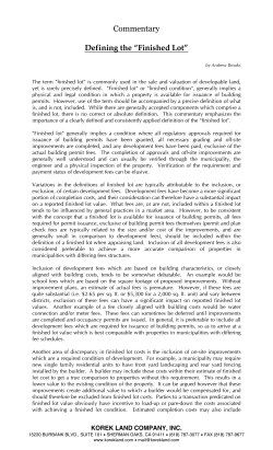 Commentary Defining the “Finished Lot”