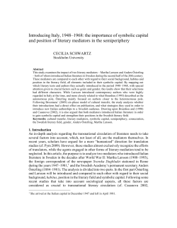 Introducing Italy, 1948&ndash;1968: the importance of symbolic capital and
