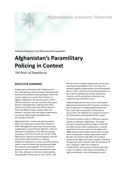 Afghanistan`s Paramilitary Policing in Context
