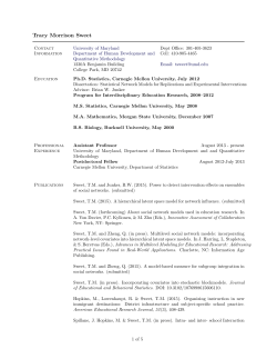 Tracy Morrison Sweet - UMD College of Education