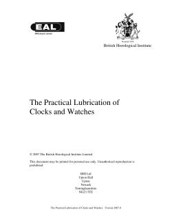 The Practical Lubrication of Clocks and Watches - Horology