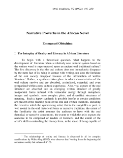 Narrative Proverbs in the African Novel