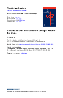 The China Quarterly Satisfaction with the Standard of Living in