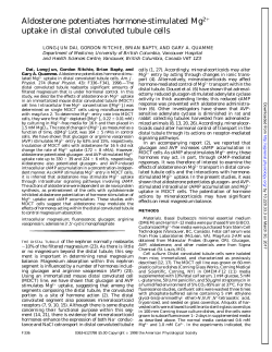 Aldosterone potentiates hormone-stimulated Mg2 uptake in distal