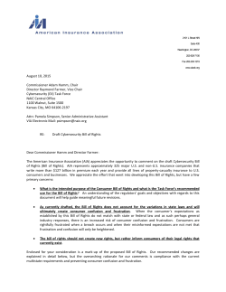 Aug 10, 2015 AIA Comments on NAIC Consumer Bill of Rights