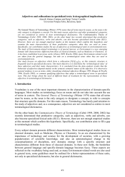 Adjectives and collocations in specialized texts: lexicographical