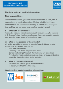 Patients guide to finding health information online (leaflet)