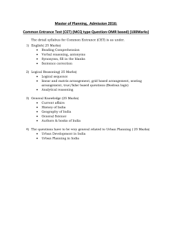 Syllabus for Common Entrance Test (CET)
