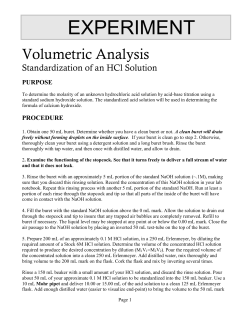 Purpose: To find the molarity of an unknown hydrochloric acid
