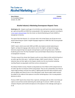 Alcohol Industry`s Marketing Overexposes Hispanic Teens