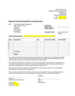 Research Analysis Quotation and Agreement