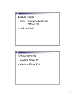 Lecture Topics Announcements