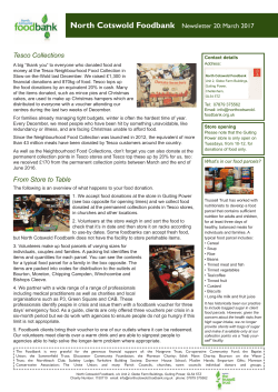 North Cotswold Foodbank Newsletter 20: March 2017 Tesco