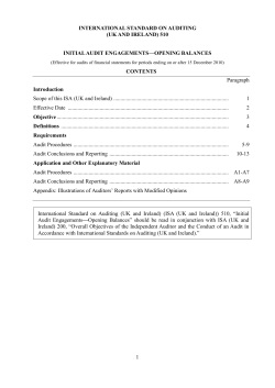 ISA 510 Initial audit engagements - opening balances