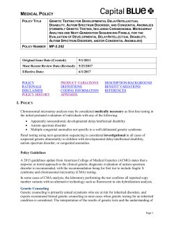 Genetic Testing, Including Chromosomal