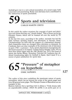 59 Sports and television 65 "Pressure" of metaphor on hyperbole
