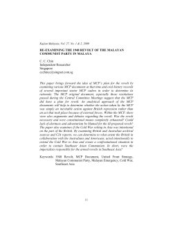 RE-EXAMINING THE 1948 REVOLT OF THE MCP IN MALAYA