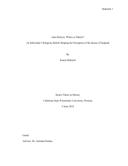 Anne Boleyn: Whore or Martyr? An Individual`s Religous Beliefs